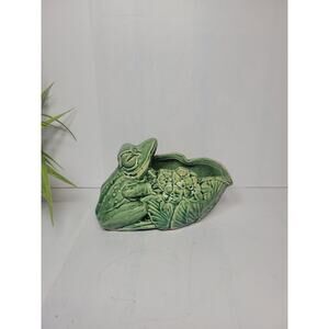 Vintage McCoy Frog Leaf Planter Green MCM 50s